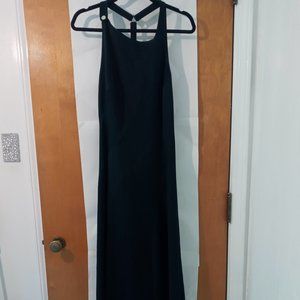 Karen Millen/ Size: 12,Black with Matte Black Satin Insets, Maxi Dress w/ Straps